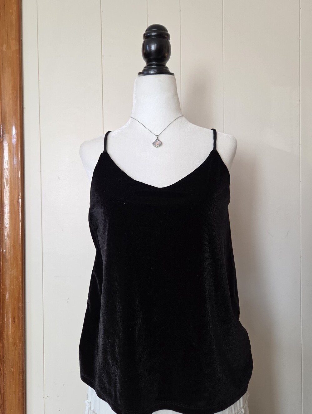 Vintage Basics | Made In Spain Black Velvet Camisole | Sz M